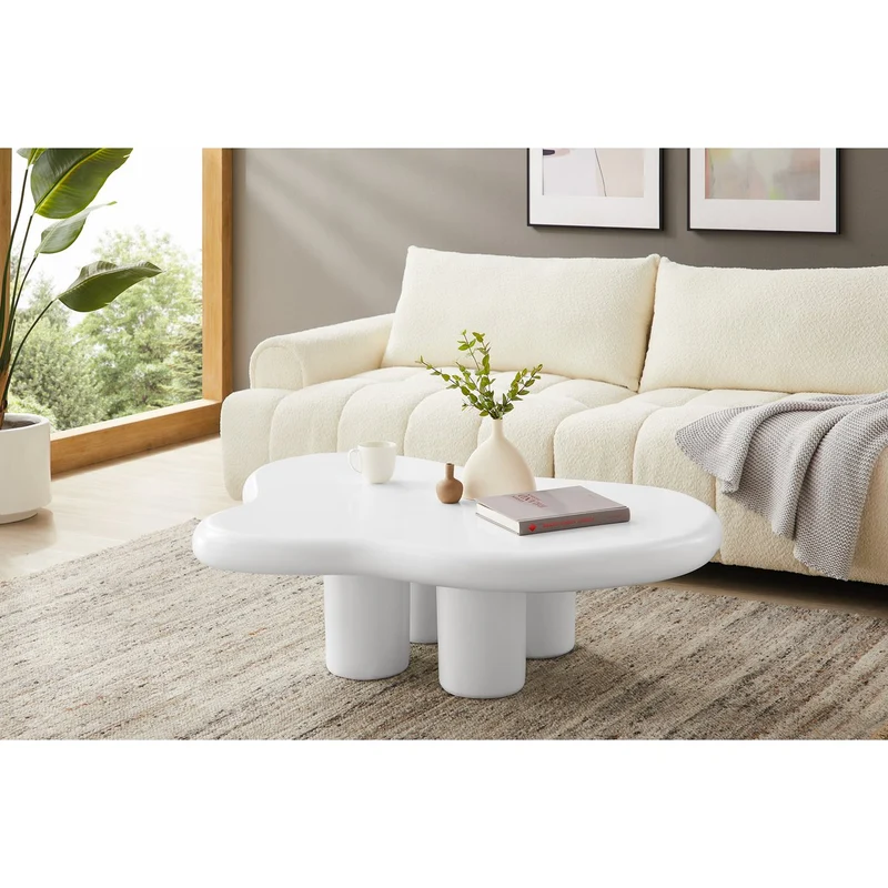 SalesFever Couchtisch Cloud – Weiß 123 × 89 cm, Fiberglas / Glasfaser