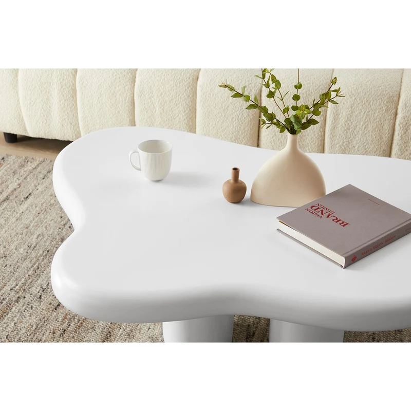 SalesFever Couchtisch Cloud – Weiß 123 × 89 cm, Fiberglas / Glasfaser