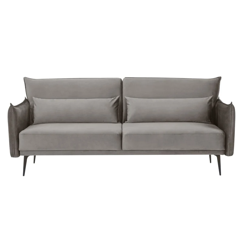 SalesFever Schlafsofa Milo – 3-Sitzer Samt Grau, Höhe ca. 88 cm