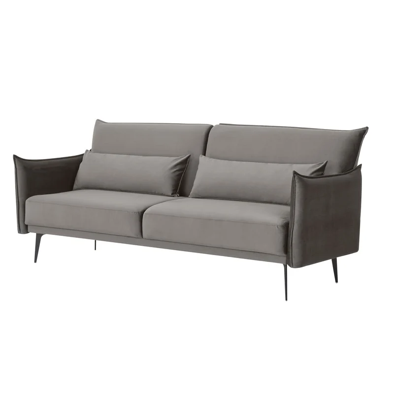 SalesFever Schlafsofa Milo – 3-Sitzer Samt Grau, Höhe ca. 88 cm
