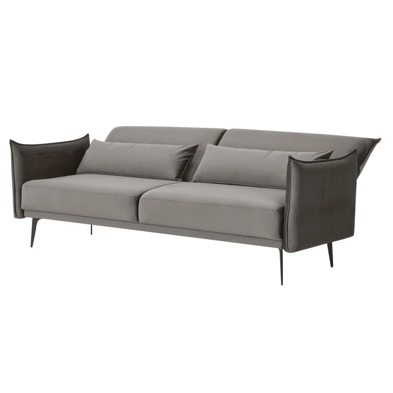 SalesFever Schlafsofa Milo – 3-Sitzer Samt Grau, Höhe ca. 88 cm