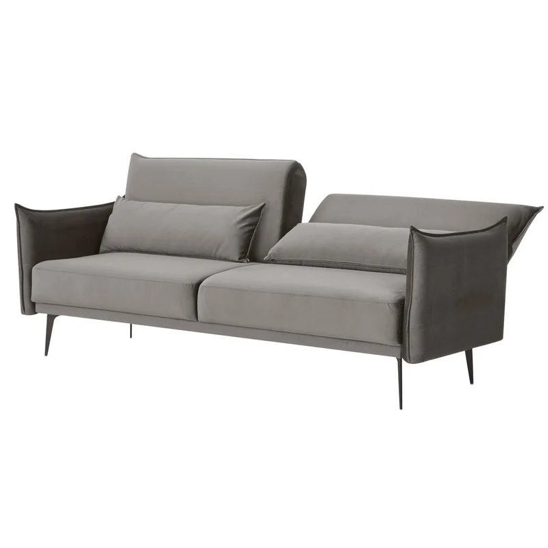 SalesFever Schlafsofa Milo – 3-Sitzer Samt Grau, Höhe ca. 88 cm