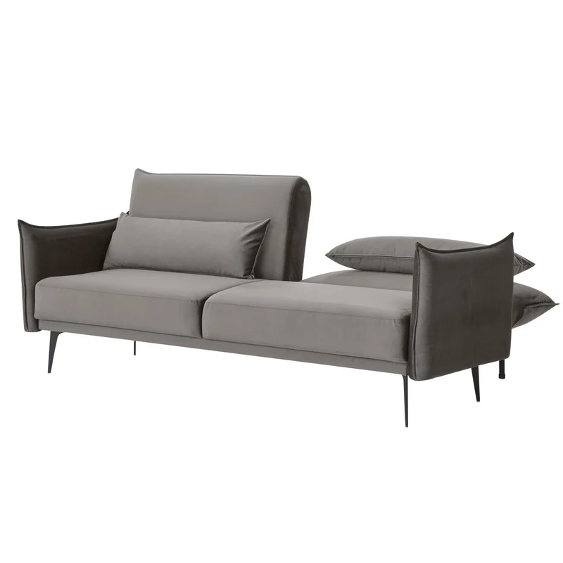 SalesFever Schlafsofa Milo – 3-Sitzer Samt Grau, Höhe ca. 88 cm
