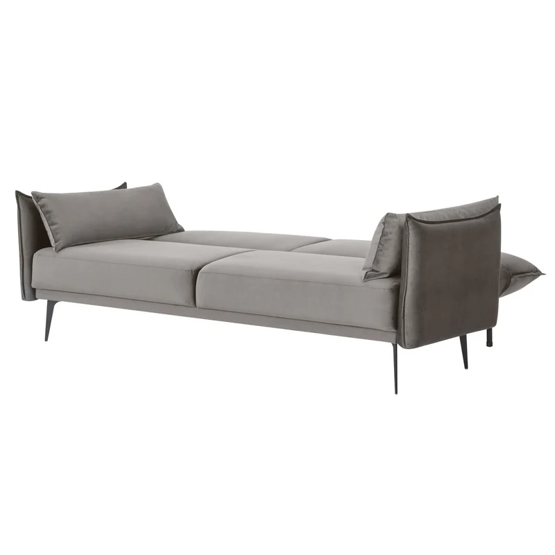 SalesFever Schlafsofa Milo – 3-Sitzer Samt Grau, Höhe ca. 88 cm