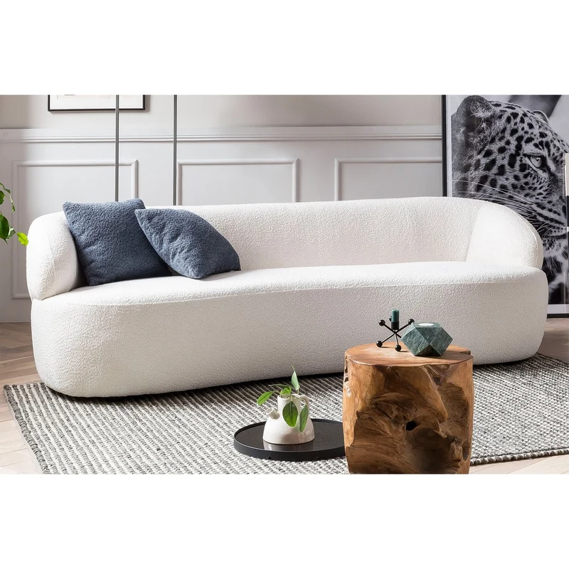SalesFever Sofa Cocoon – 3-Sitzer Bouclé Creme, Höhe ca. 70 cm