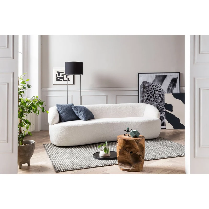 SalesFever Sofa Cocoon – 3-Sitzer Bouclé Creme, Höhe ca. 70 cm