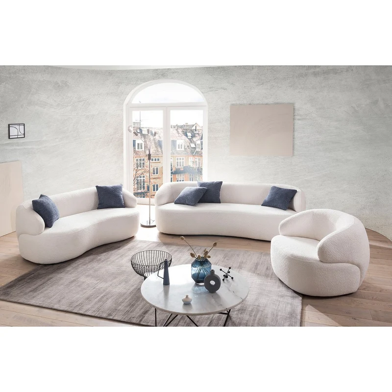 SalesFever Sofa Cocoon – 3-Sitzer Bouclé Creme, Höhe ca. 70 cm