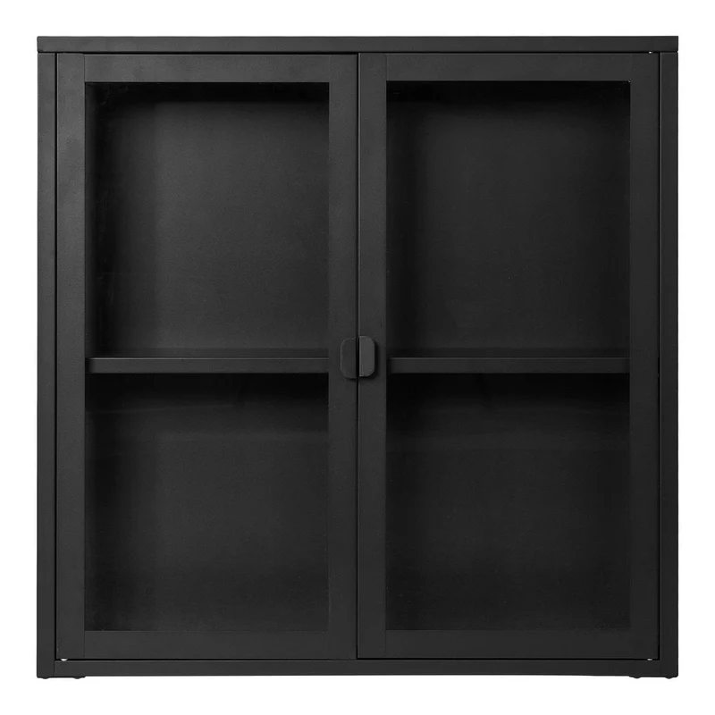 House Nordic Hängevitrine Brisbane – Schwarz, Stahl/Glas, 80 × 18 × 80 cm