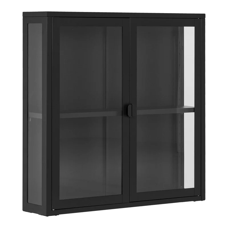 House Nordic Hängevitrine Brisbane – Schwarz, Stahl/Glas, 80 × 18 × 80 cm