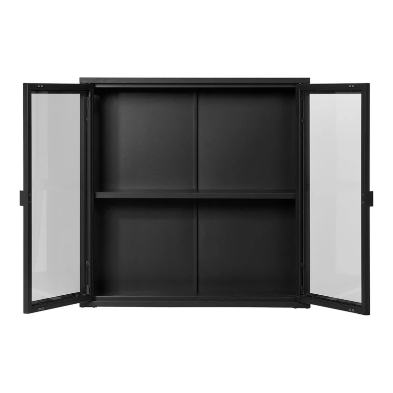 House Nordic Hängevitrine Brisbane – Schwarz, Stahl/Glas, 80 × 18 × 80 cm