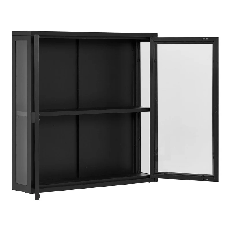 House Nordic Hängevitrine Brisbane – Schwarz, Stahl/Glas, 80 × 18 × 80 cm