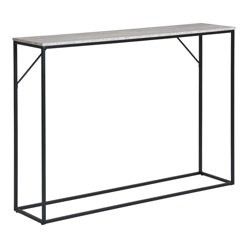 House Nordic Konsolentisch Vita – Travertin-Optik, schwarz, 110 × 26 × 80 cm