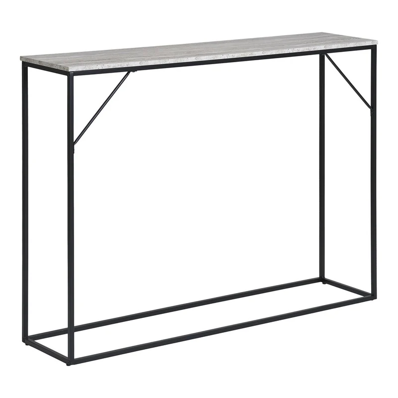 House Nordic Konsolentisch Vita – Travertin-Optik, schwarz, 110 × 26 × 80 cm
