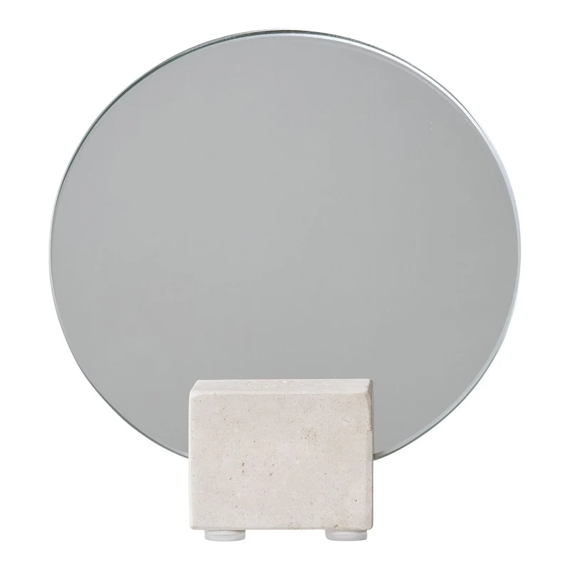 House Nordic Tischspiegel – Beige, Glas, Travertin, Ø 18 × 18 cm
