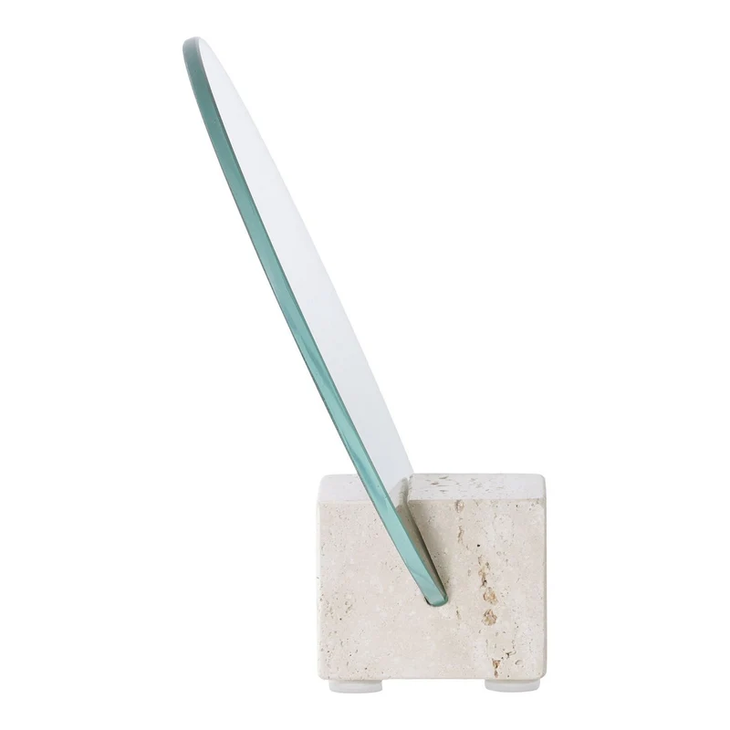 House Nordic Tischspiegel – Beige, Glas, Travertin, Ø 18 × 18 cm
