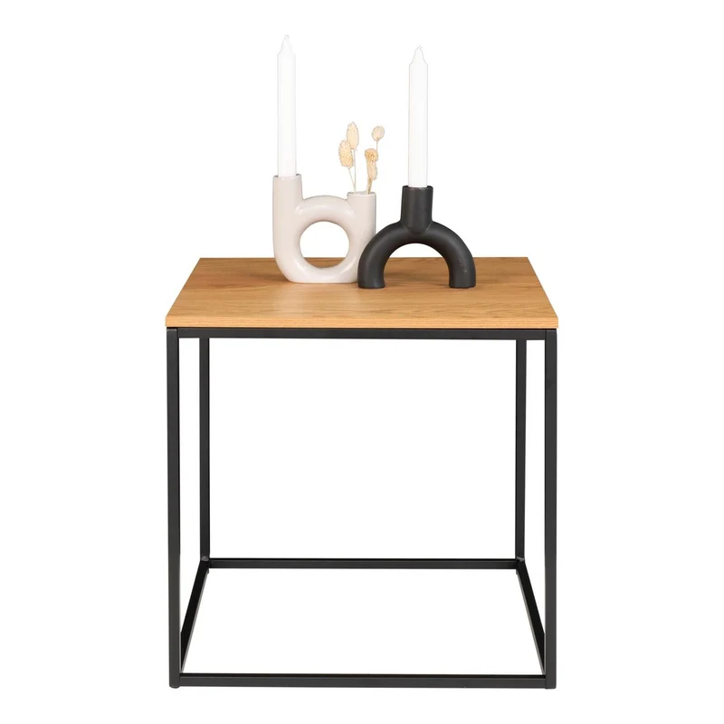 House Nordic Beistelltisch Vita – Eichenoptik, schwarz, 45 × 45 × 45 cm