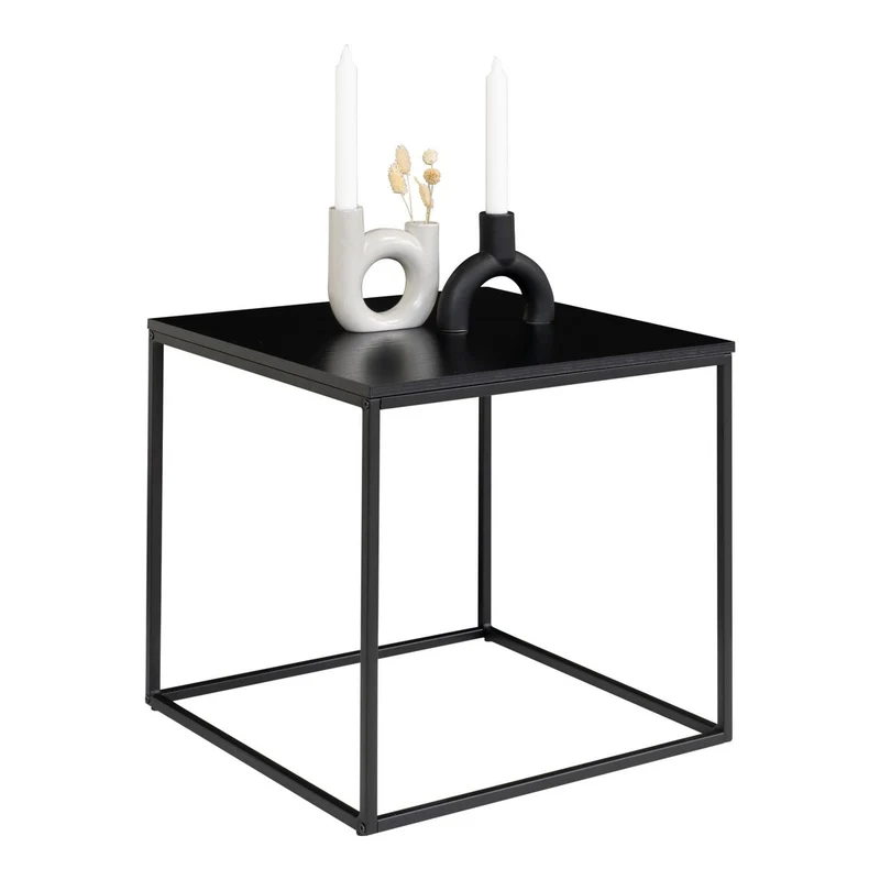 House Nordic Beistelltisch Vita – Stahl, Spanplatte, Melaminfolie, Schwarz, 45 × 45 × 45 cm