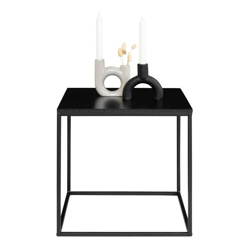 House Nordic Beistelltisch Vita – Stahl, Spanplatte, Melaminfolie, Schwarz, 45 × 45 × 45 cm