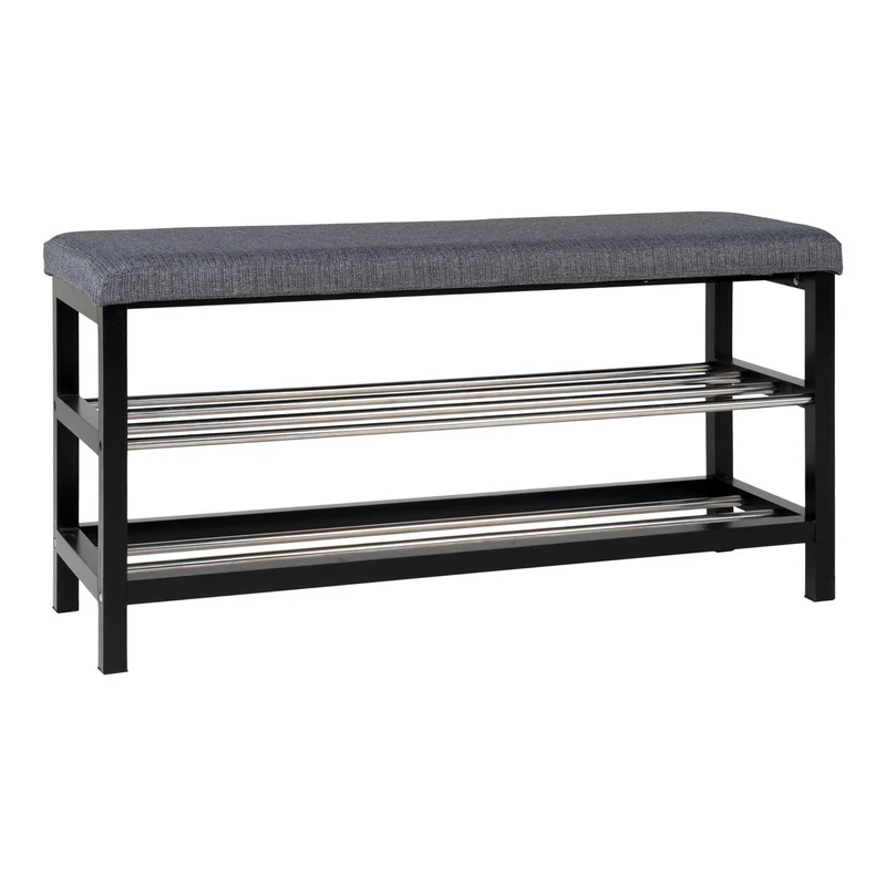 House Nordic Bank Padova – Pappel, Stahl, Polyester, Grau - 100 × 34 × 50 cm
