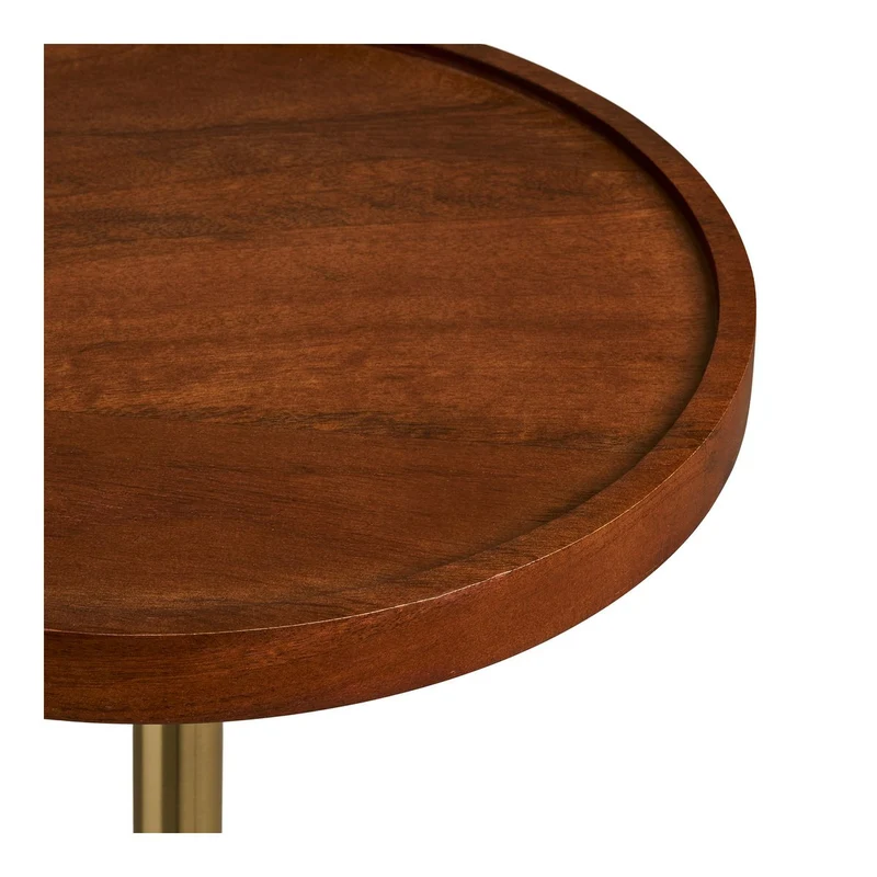 House Nordic Beistelltisch Sirone – Mangoholz/Stahl, Schwarz/Messingoptik/Dunkelbraun, Ø 30 × 56 cm
