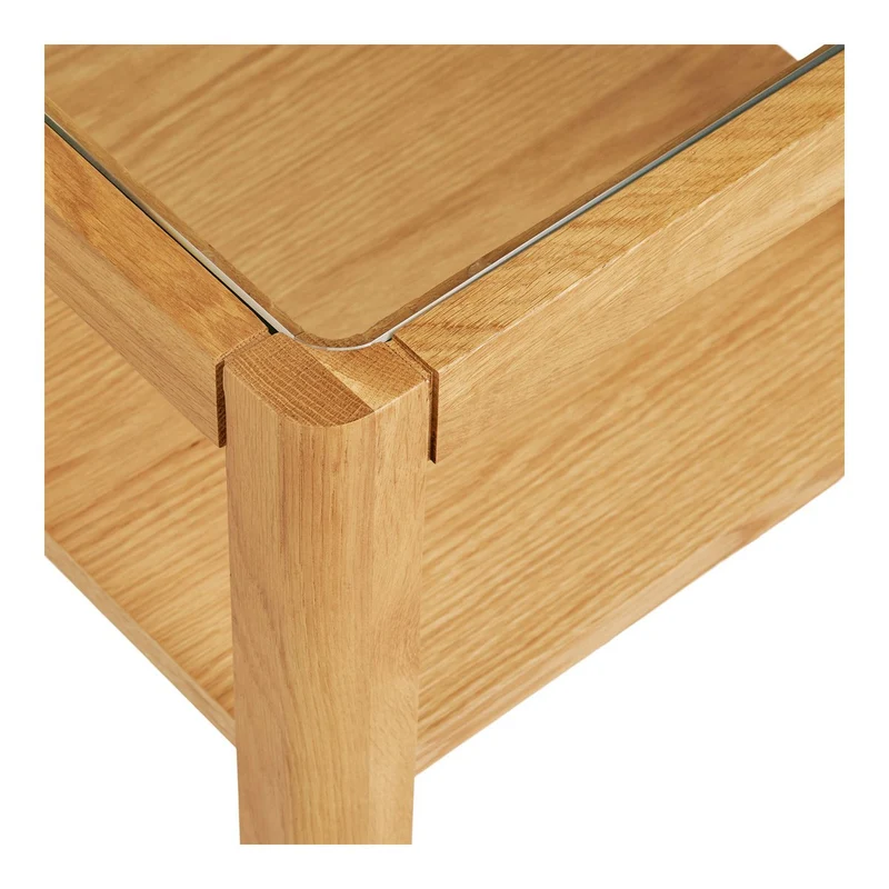 House Nordic Beistelltisch Lourmarin – Eiche/Eichenfurnier/gehärtetes Glas, natur, 40 × 40 × 45 cm