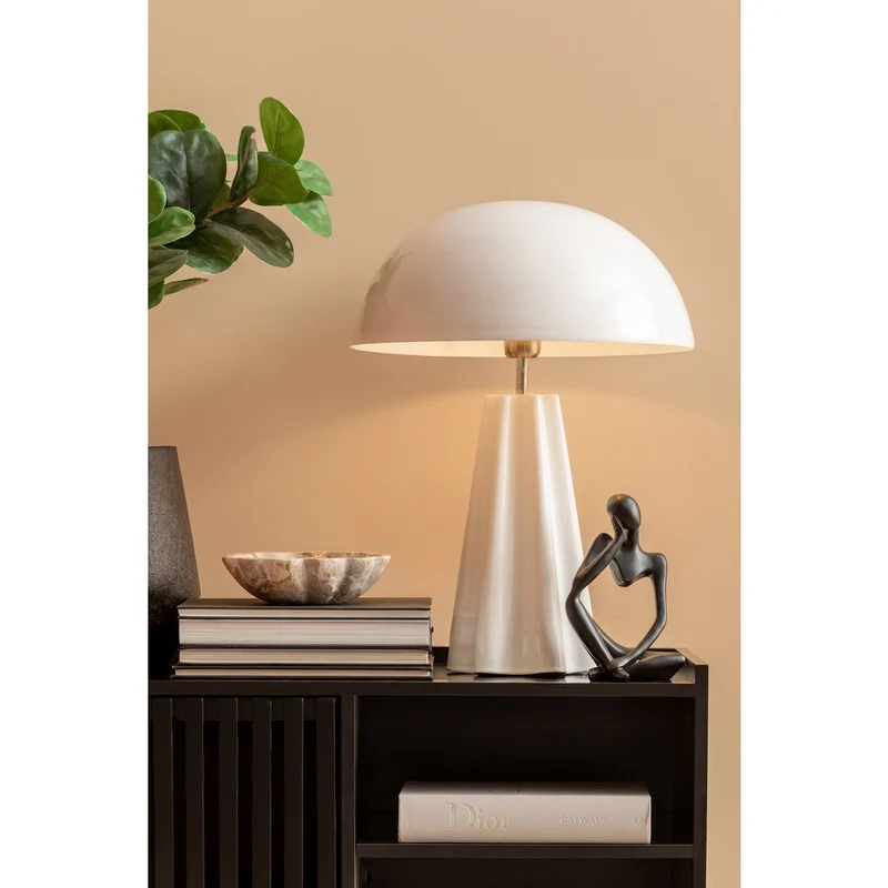 Leitmotiv Tischleuchte Amplio XL – Weiß, Eisen, Ø ca. 40 cm, Höhe ca. 55 cm