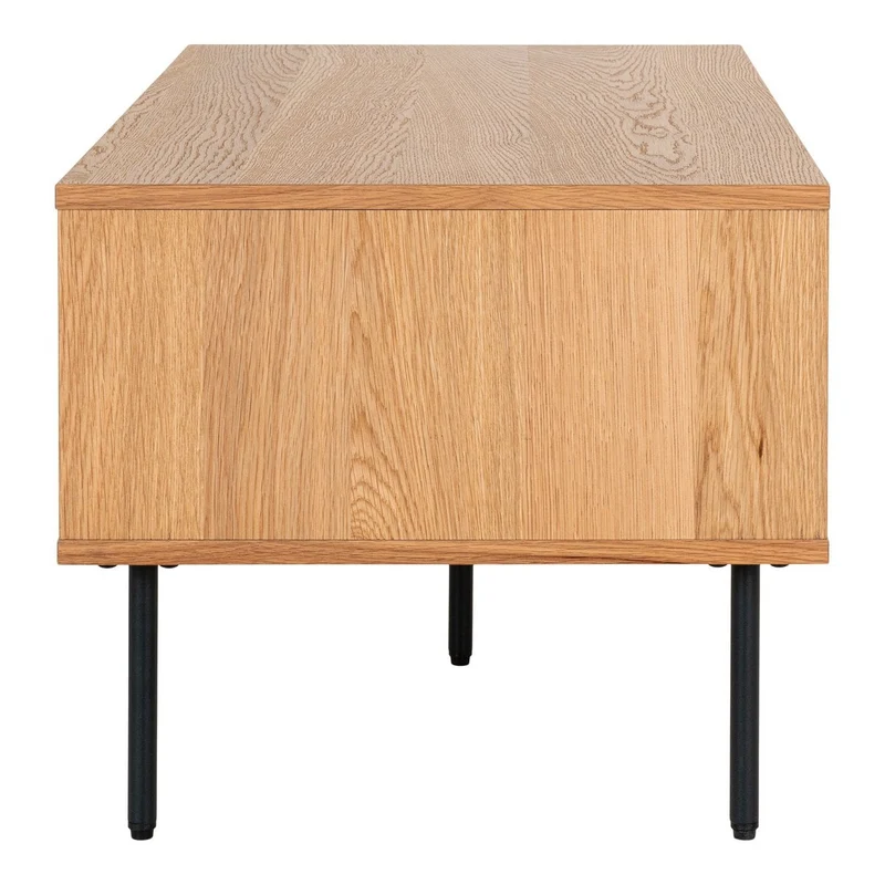 House Nordic Couchtisch Kyoto – Eichenfurnier, schwarze Metallbeine, 2 Schubladen, 50 × 100 × 45 cm