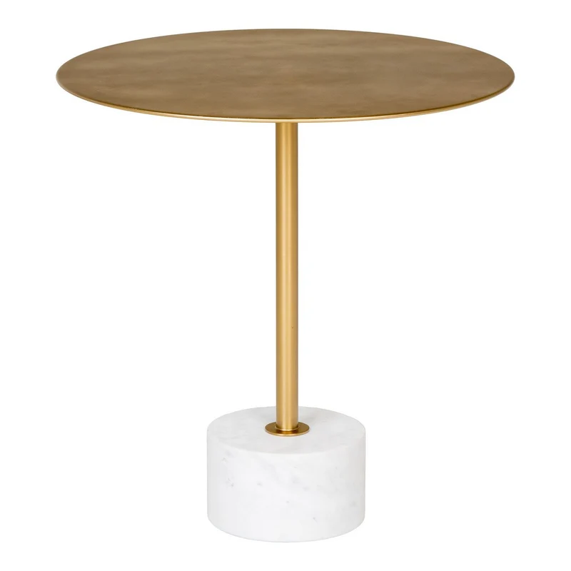 House Nordic Beistelltisch Lecco – Messing/Marmor, Marmor, Stahl, 51 × 52 cm