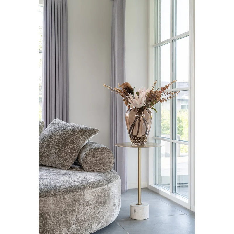 House Nordic Beistelltisch Lecco – aus Messing und Marmor Ø 41 × 58 cm