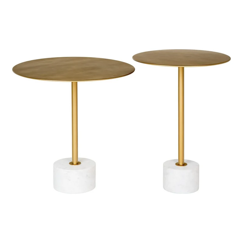 House Nordic Beistelltisch Lecco – aus Messing und Marmor Ø 41 × 58 cm
