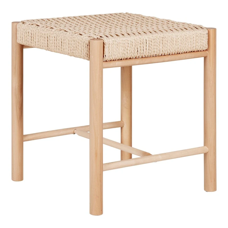 House Nordic Hocker Abano – Pappelholz und Papierkordel, Natur, 42 × 42 × 46,5 cm