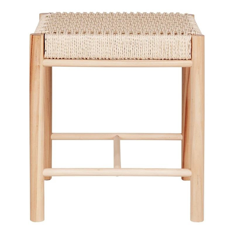 House Nordic Hocker Abano – Pappelholz und Papierkordel, Natur, 42 × 42 × 46,5 cm