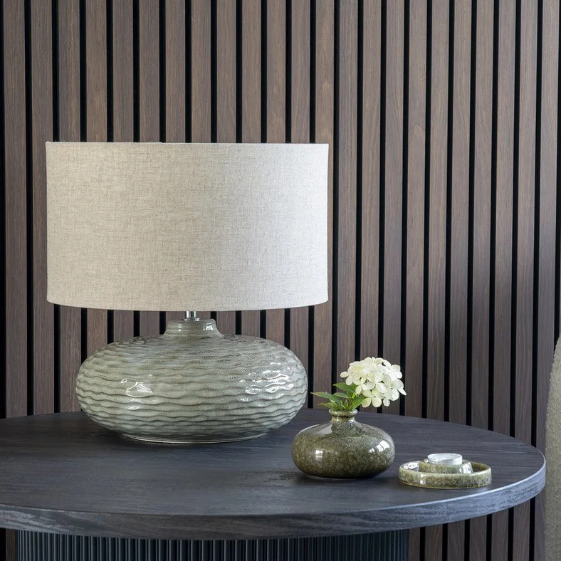 House Nordic Tischleuchte Oldham – Keramik, Grün, 44 cm