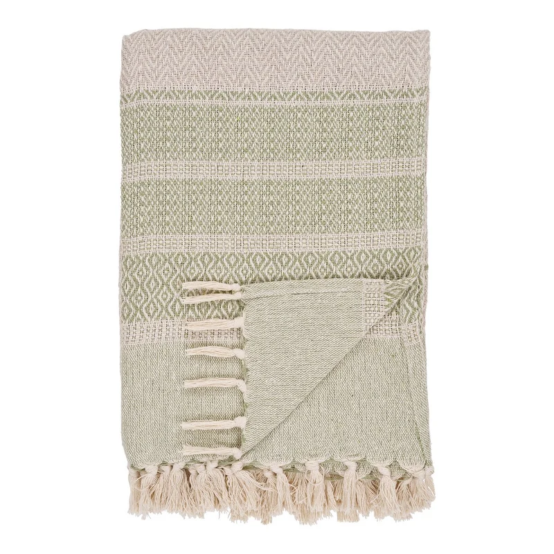 House Nordic Wohndecke Manisa – Grün/Beige, Baumwolle, Polyester, 130 × 180 cm