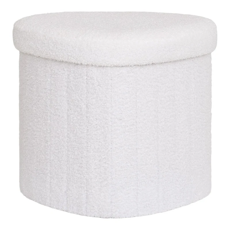 House Nordic Pouf Medford – Weiß, Polyester/Schaum/Sperrholz, 36,5 × 42,5 × 37,5 cm