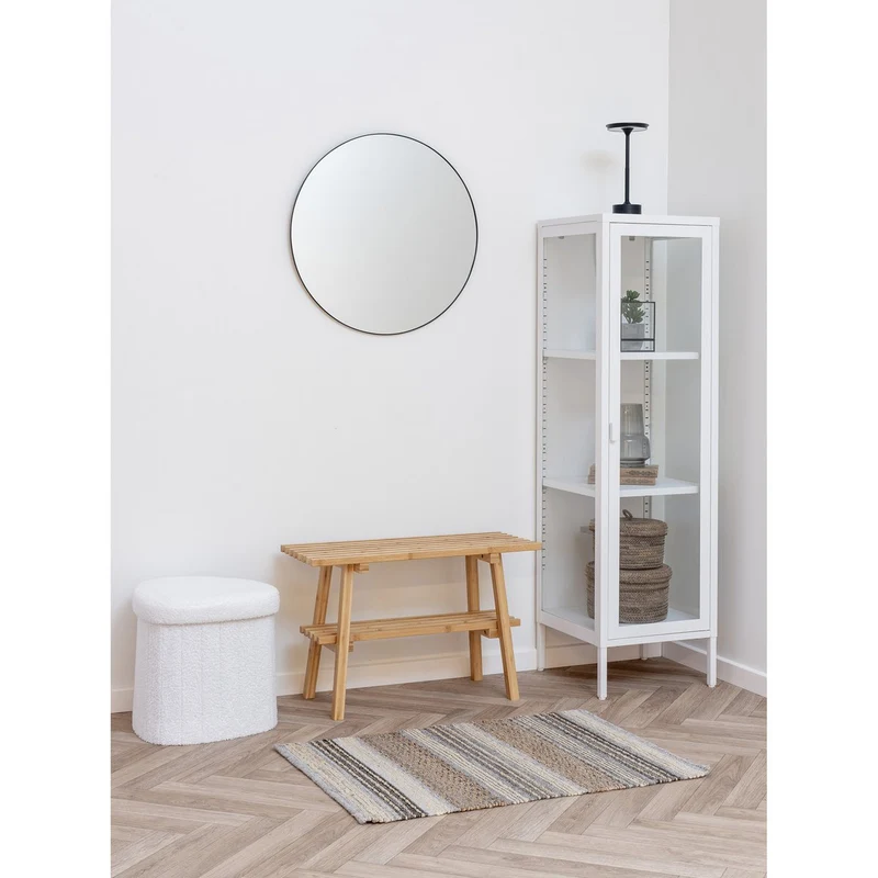 House Nordic Pouf Medford – Weiß, Polyester/Schaum/Sperrholz, 36,5 × 42,5 × 37,5 cm