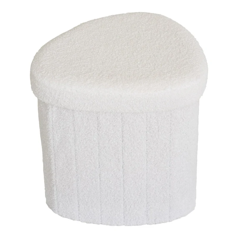 House Nordic Pouf Medford – Weiß, Polyester/Schaum/Sperrholz, 36,5 × 42,5 × 37,5 cm
