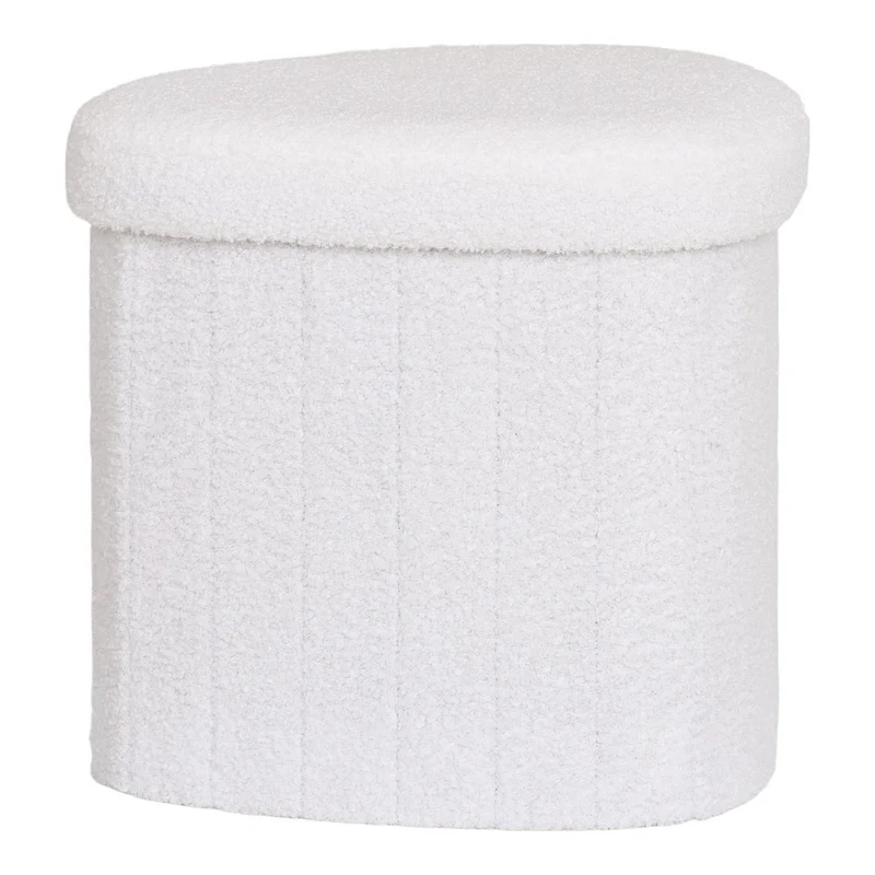 House Nordic Pouf Medford – Weiß, Polyester/Schaum/Sperrholz, 36,5 × 42,5 × 37,5 cm