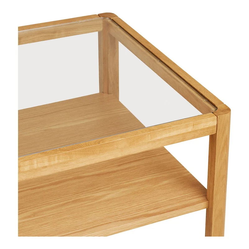 House Nordic Couchtisch Lourmarin – Eiche/Eichenfurnier/gehärtetes Glas, natur, 110 × 60 × 45 cm