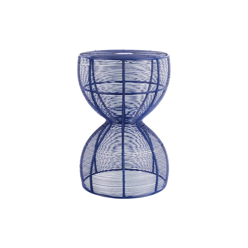 Leitmotiv Beistelltisch Rope Wave – grafisches Drahtdesign in Blau, Eisen, Ø ca. 30 cm, Höhe ca. 41 cm