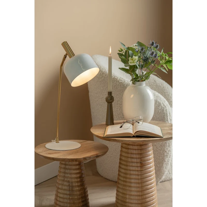 Leitmotiv Tischleuchte Smart – Weiß & Messing, Höhe ca. 56 cm
