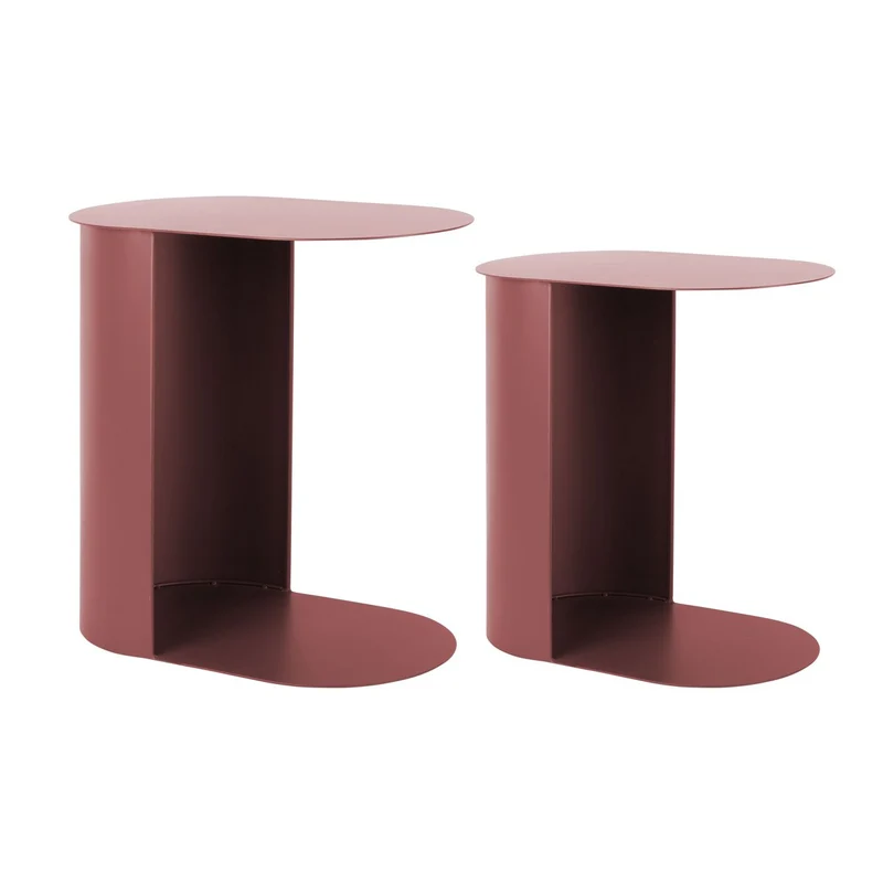 Leitmotiv Beistelltisch Set Riqueza Oval – Bordeaux, Eisen