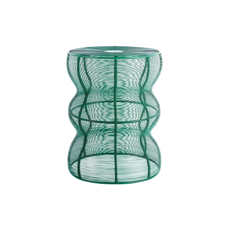 Leitmotiv Beistelltisch Cuerda Onda – Grün, Eisen, Ø ca. 30 cm, Höhe ca. 41 cm