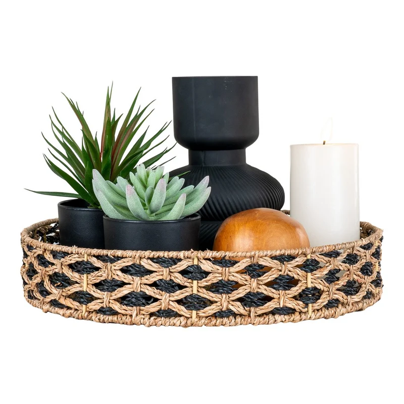 House Nordic Tablett "Nerja" – Schwarz/Natur, Seegras