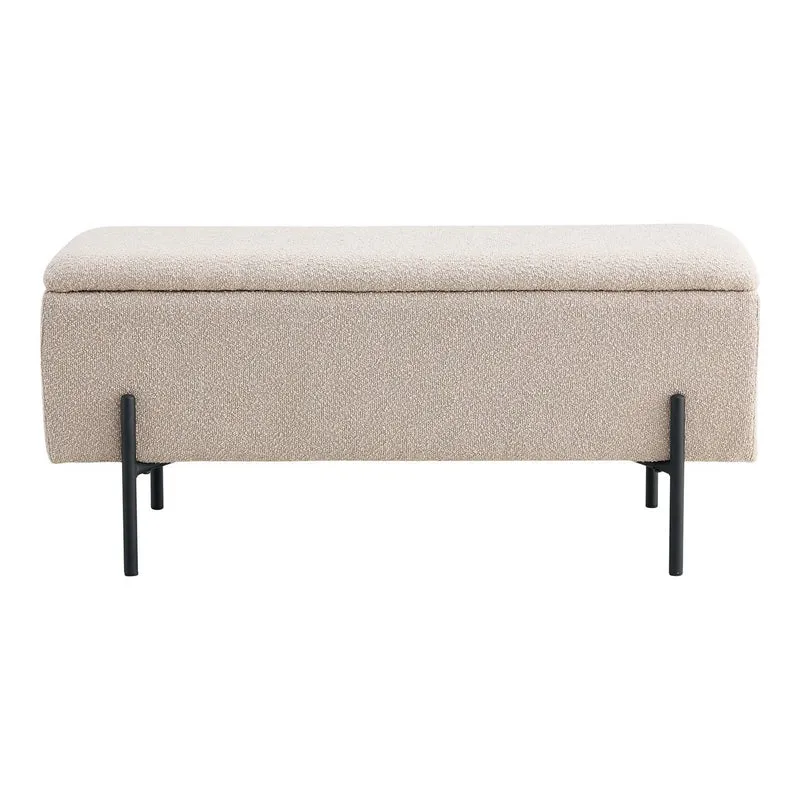 House Nordic Aufbewahrungsbank Watford – Beige, Bouclé, 95 × 36,5 × 43 cm