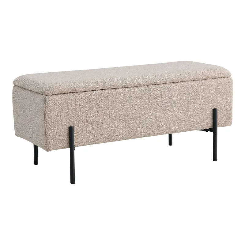 House Nordic Aufbewahrungsbank Watford – Beige, Bouclé, 95 × 36,5 × 43 cm