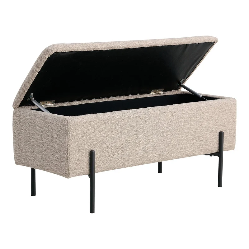 House Nordic Aufbewahrungsbank Watford – Beige, Bouclé, 95 × 36,5 × 43 cm