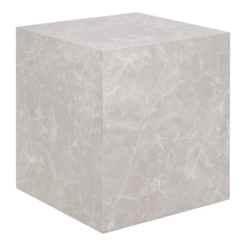 House Nordic Beistelltisch Prague – Marmoroptik in Beige, 40 × 40 × 45 cm