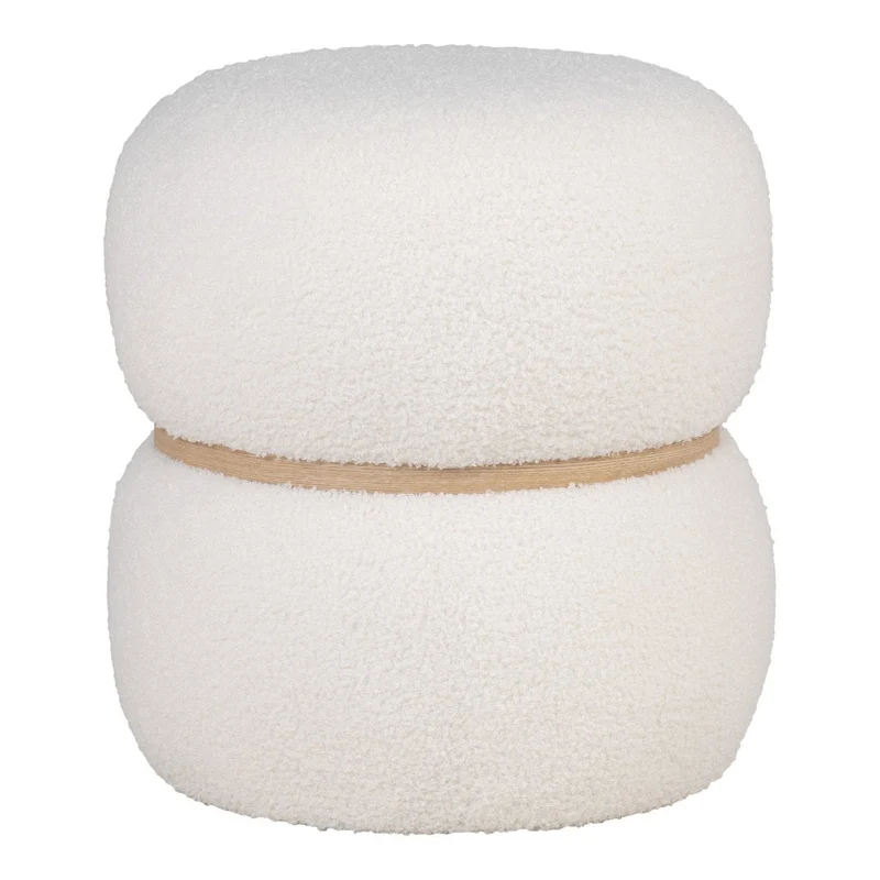 House Nordic Pouf Milford – Weiß, Teddy, 38 × 38 × 41 cm