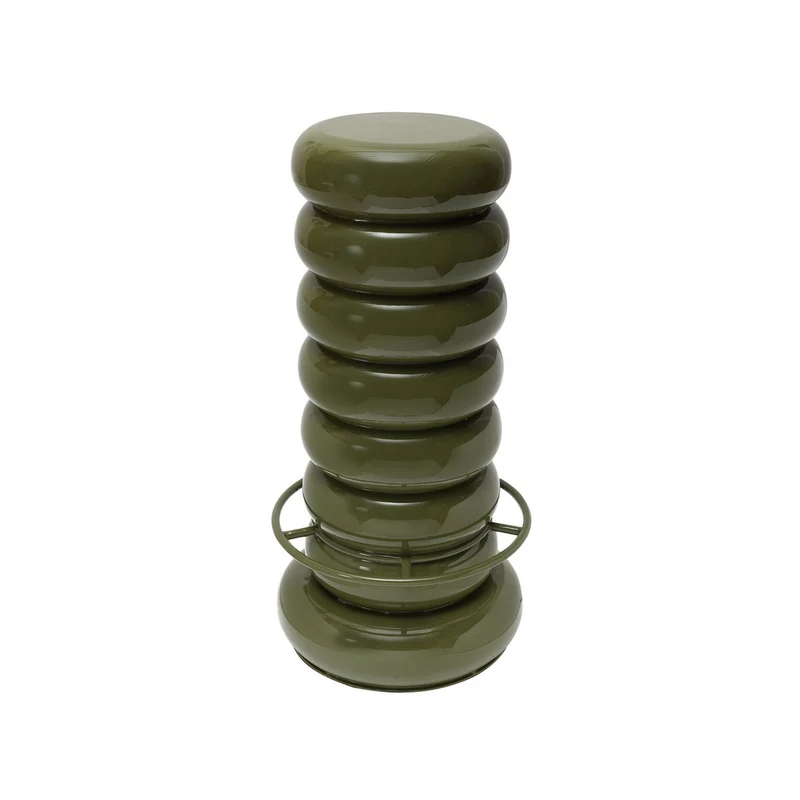 Leitmotiv Barhocker Jill – Olivgrün, Eisen, Ø ca. 40 cm, Höhe ca. 79 cm